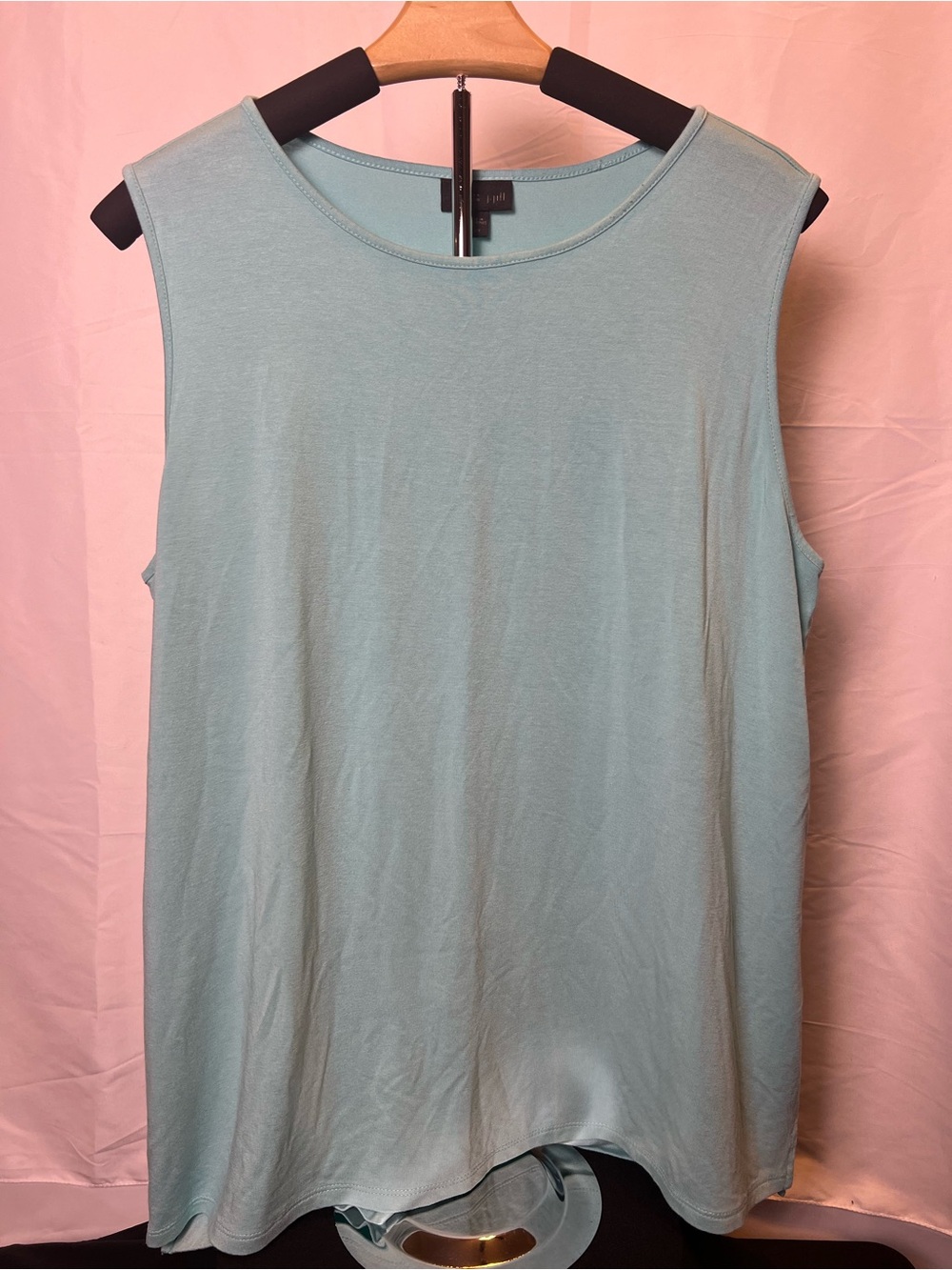 J. Jill Pima Knit Sleeveless Scoop Neck Tank Top Light Blue Size PL